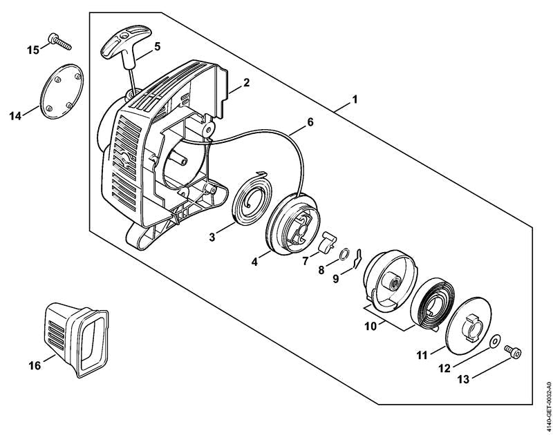 STIHL Spring housing OEM 41401900710 technical drawing position 10
