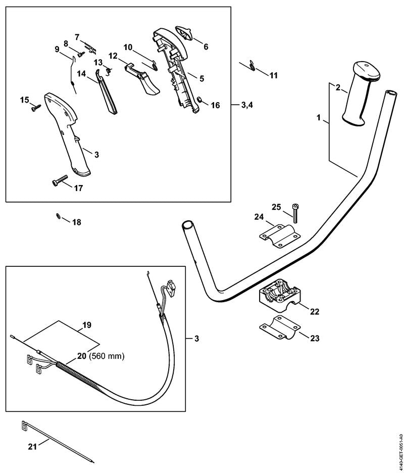 STIHL Lead 990 mm / 39" OEM 41404401903 technical drawing position 21