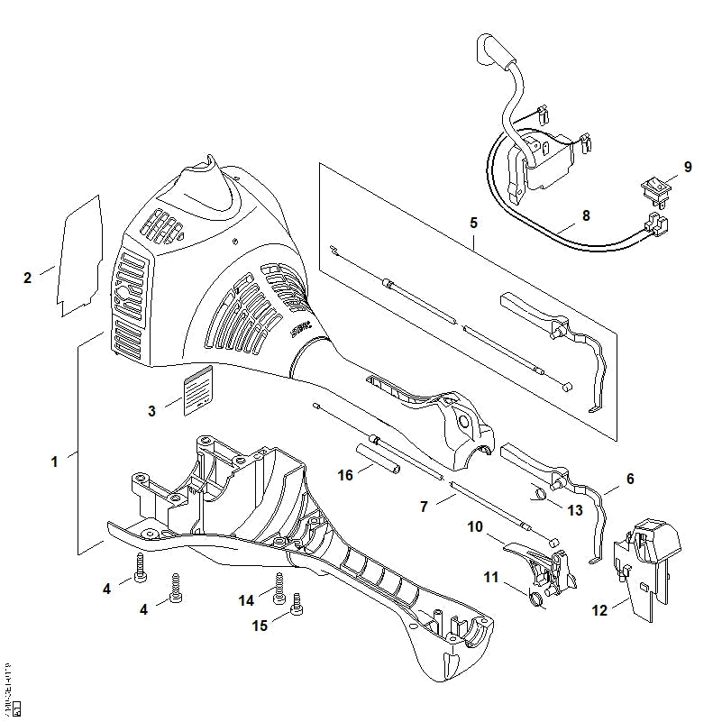 STIHL Throttle trigger OEM 41401801500 technical drawing position 10