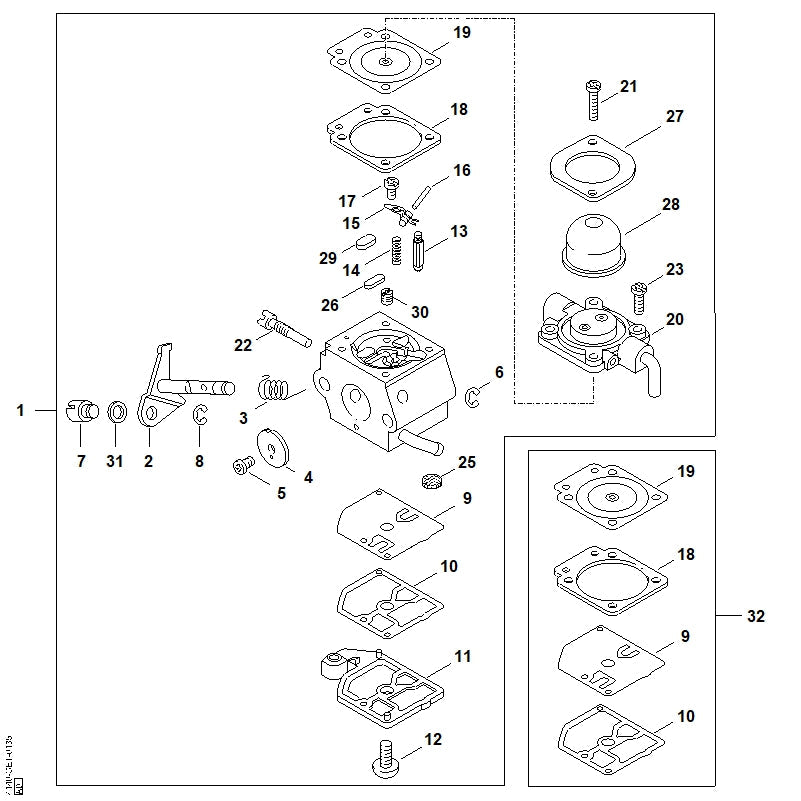 STIHL Outlet valve OEM 41371225100 technical drawing position 23