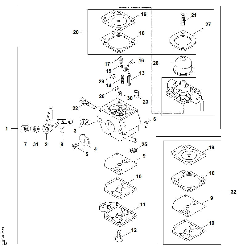 STIHL Metering gasket OEM 41291290902 technical drawing position 18