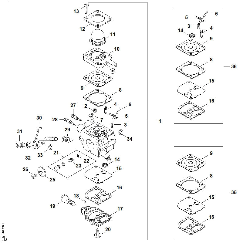 STIHL Metering gasket OEM 42291290901 technical drawing position 8