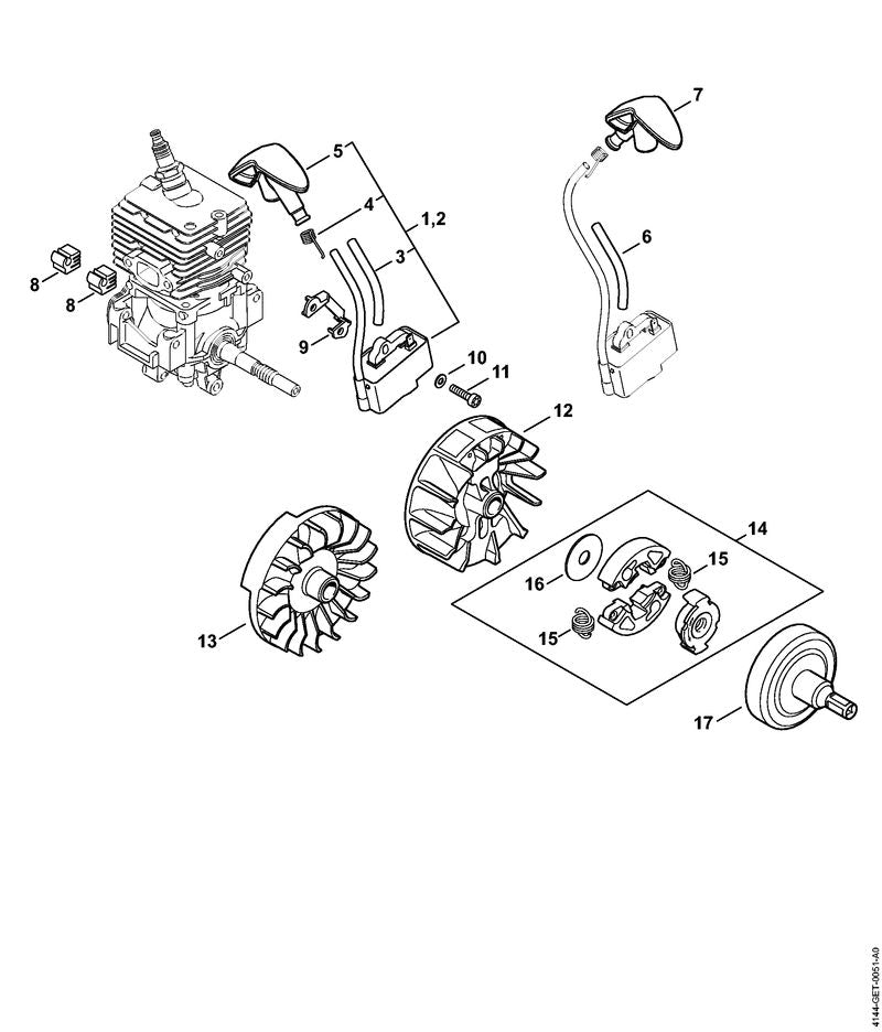 STIHL Ignition module OEM 41444001309 technical drawing position 2