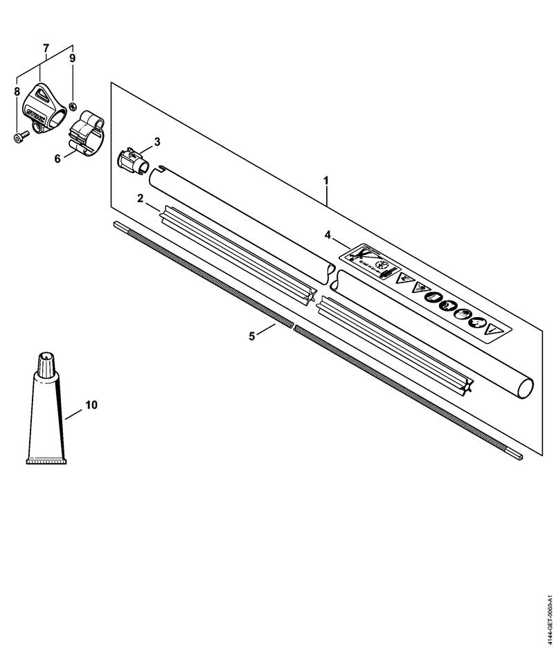 STIHL Drive tube assembly Ø 25.4 mm / 1" OEM 41447107109 technical drawing position 1