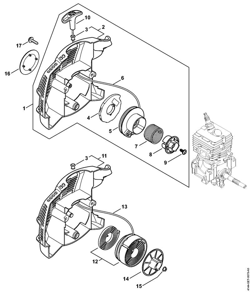 STIHL Model plate FS 50 C OEM 41449671508 technical drawing position 16