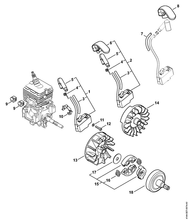 STIHL Ignition module OEM 41444001302 technical drawing position 2