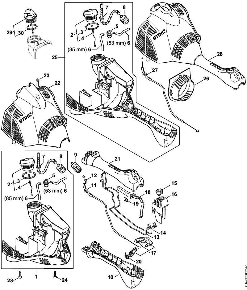 STIHL Throttle cable OEM 41441801104 technical drawing position 11