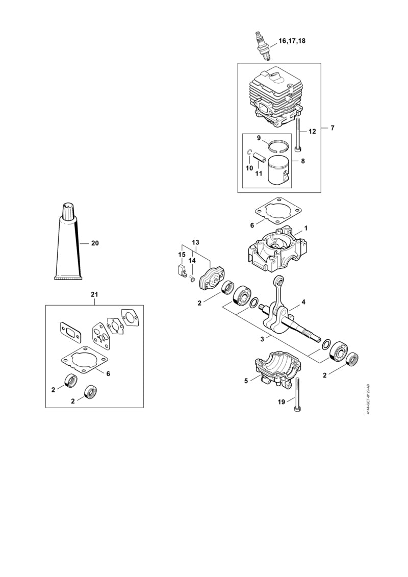 STIHL Piston Ø 34 mm OEM 41440302002 technical drawing position 8