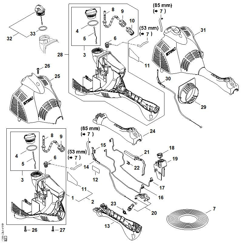 STIHL Warning pictogram filler cap OEM 00009674074 technical drawing position 11