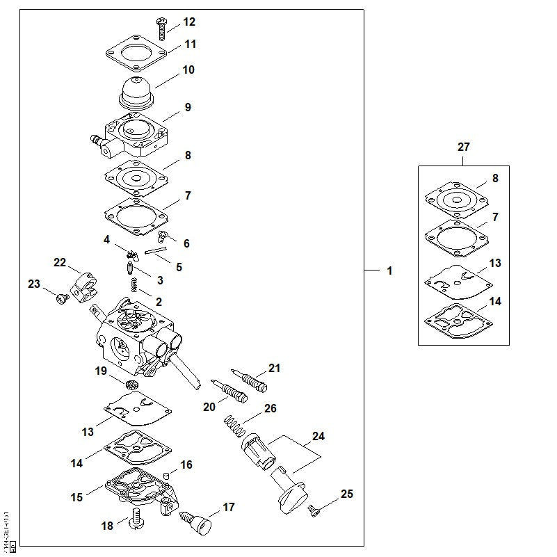STIHL Throttle lever OEM 41441213501 technical drawing position 22
