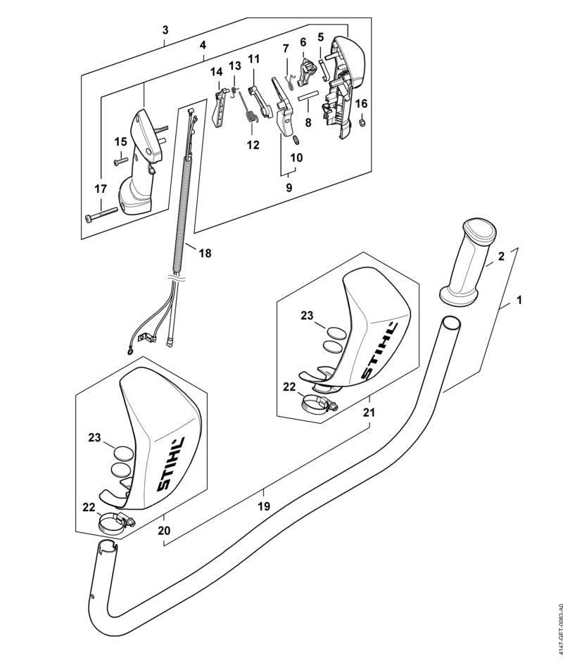 STIHL Handlebar OEM 41477901711 technical drawing position 1