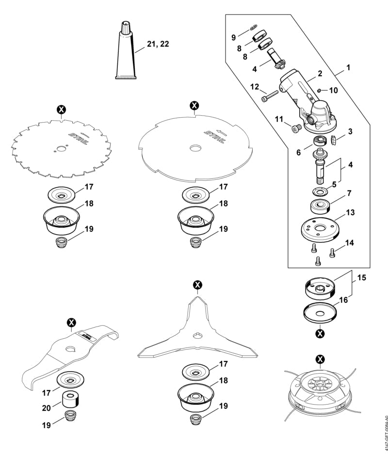 STIHL Gear housing OEM 41476410302 technical drawing position 2