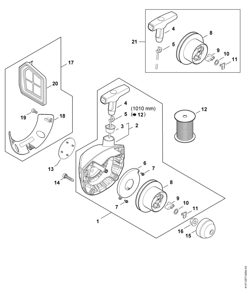 STIHL Starter cover OEM 41471900404 technical drawing position 2