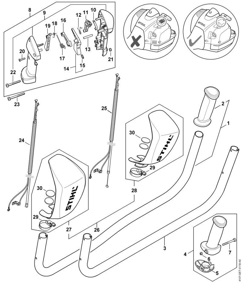 STIHL Handle OEM 41477910301 technical drawing position 2