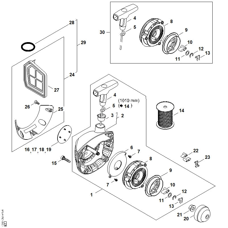 STIHL Cover plate kit OEM 41470071001 technical drawing position 29