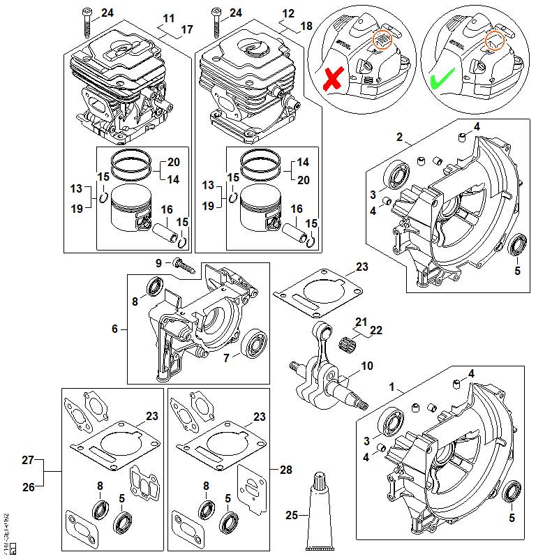 STIHL Crankcase, fan side OEM 41470202606 technical drawing position 2