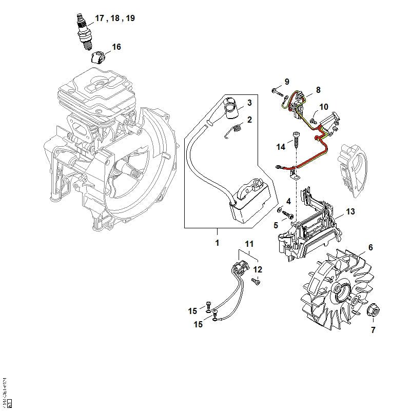 STIHL Control unit OEM 41474004730 technical drawing position 1