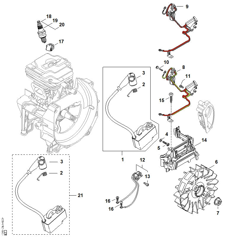 STIHL Control unit OEM 41474004725 technical drawing position 21