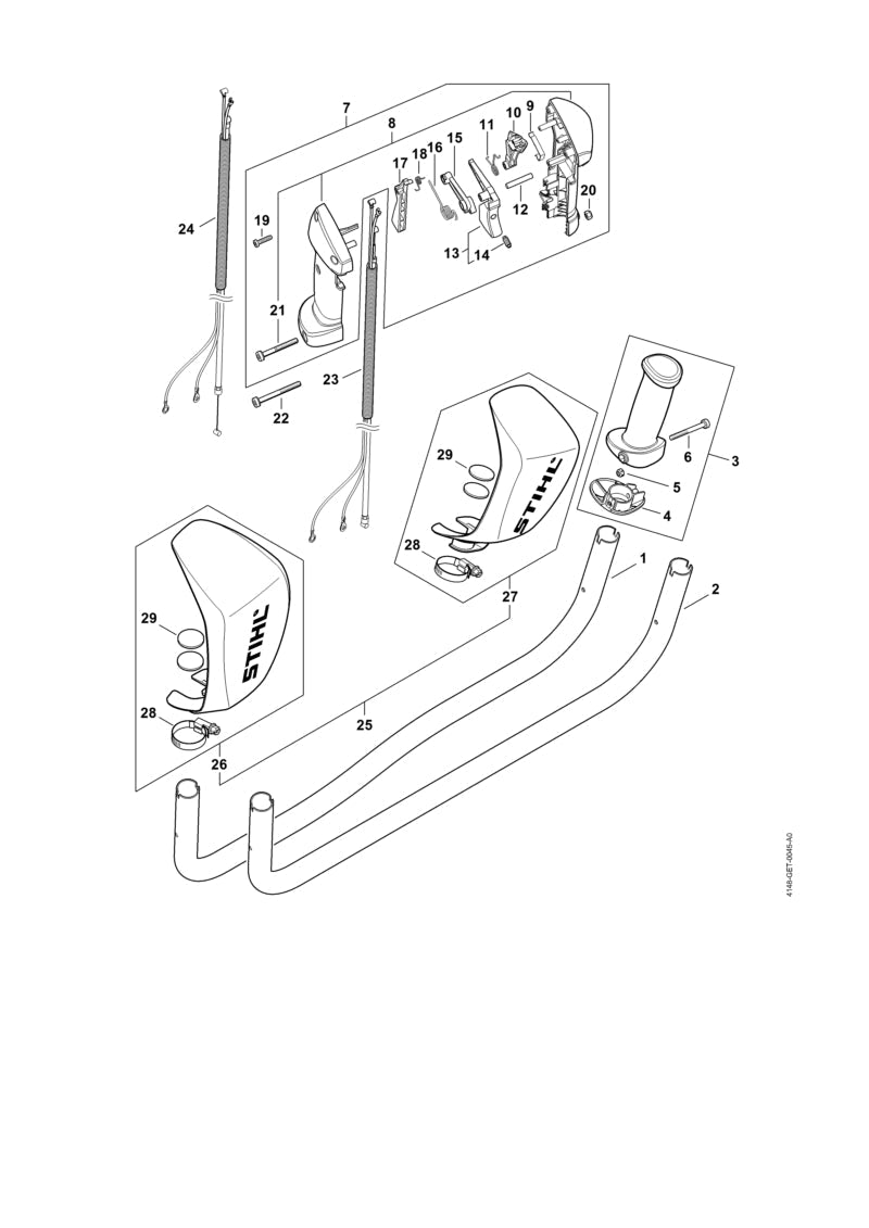 STIHL Handlebar OEM 41477911701 technical drawing position 1