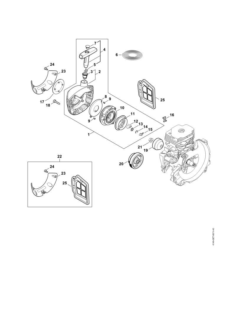 STIHL Starter cup OEM 41481900500 technical drawing position 20