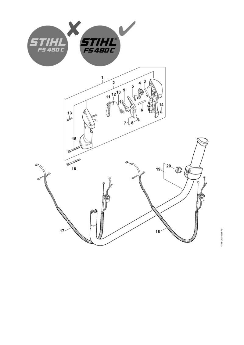 STIHL Handlebar with heating OEM 41487901703 technical drawing position 19