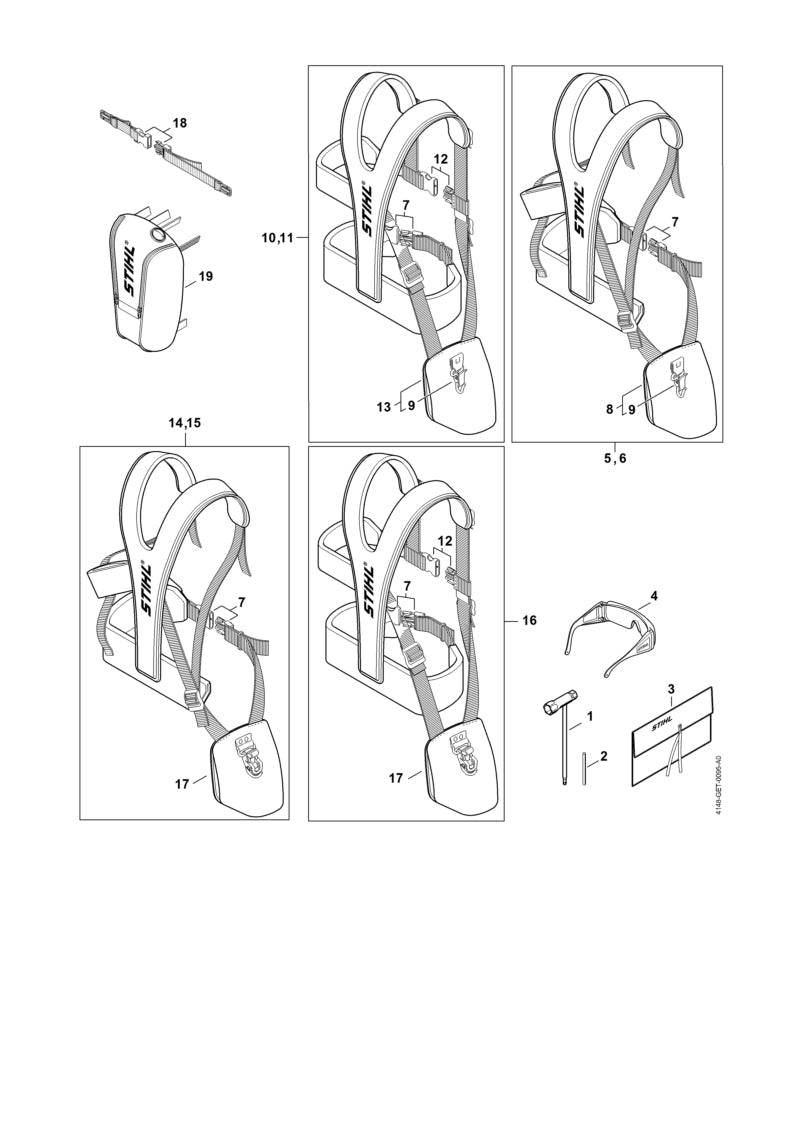 STIHL Safety glasses OEM 00008840307 technical drawing position 4