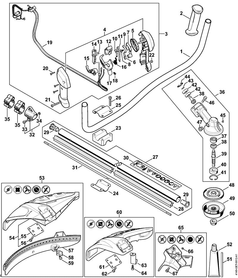 STIHL Control handle OEM 41497901306 technical drawing position 3