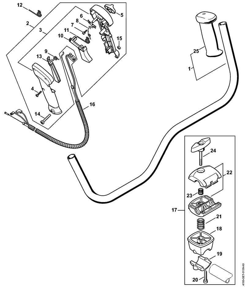 STIHL Throttle cable OEM 41801801151 technical drawing position 16