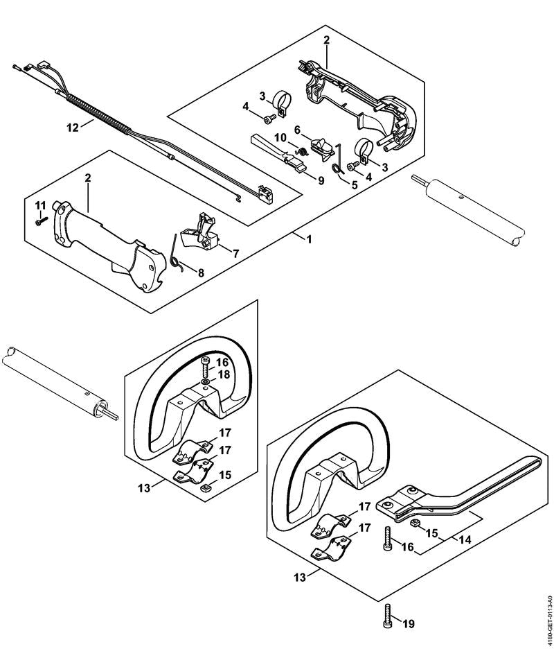 STIHL Handle OEM 41807900300 technical drawing position 2