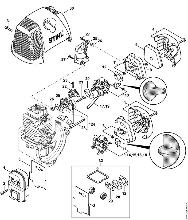 STIHL Impulse hose OEM 41801418601 technical drawing position 17