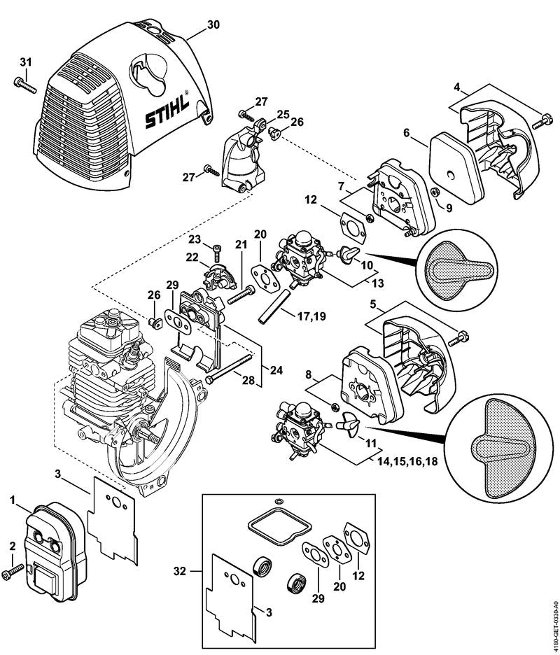 STIHL Carburetor C1Q-S72D OEM 41801200600 technical drawing position 18
