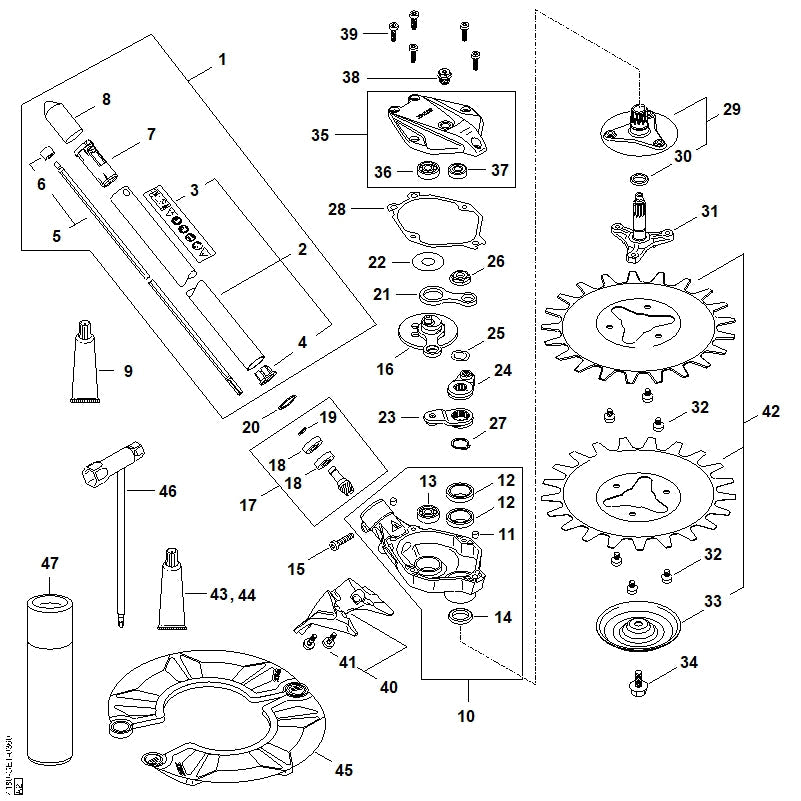 STIHL Drive tube assembly Ø 25,4 mm OEM 41807107150 technical drawing position 1