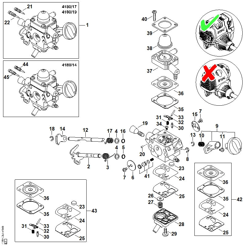 STIHL Carburetor 4180/19 OEM 41801200619 technical drawing position 1