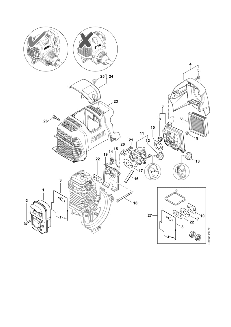 STIHL Shroud OEM 41800801606 technical drawing position 23