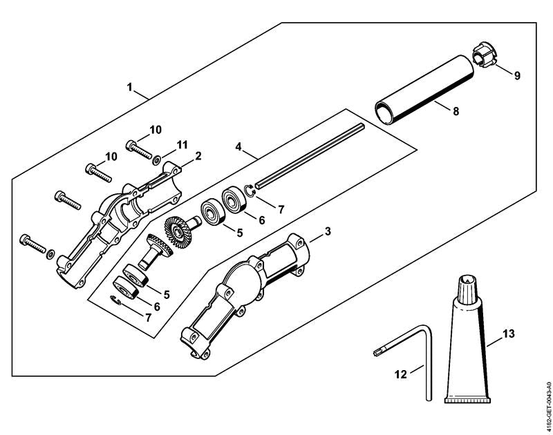 STIHL Drive tube OEM 41387110201 technical drawing position 8