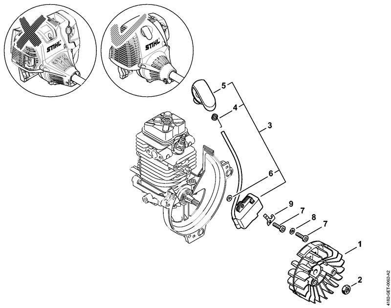 STIHL Connector tag OEM 41804312100 technical drawing position 9