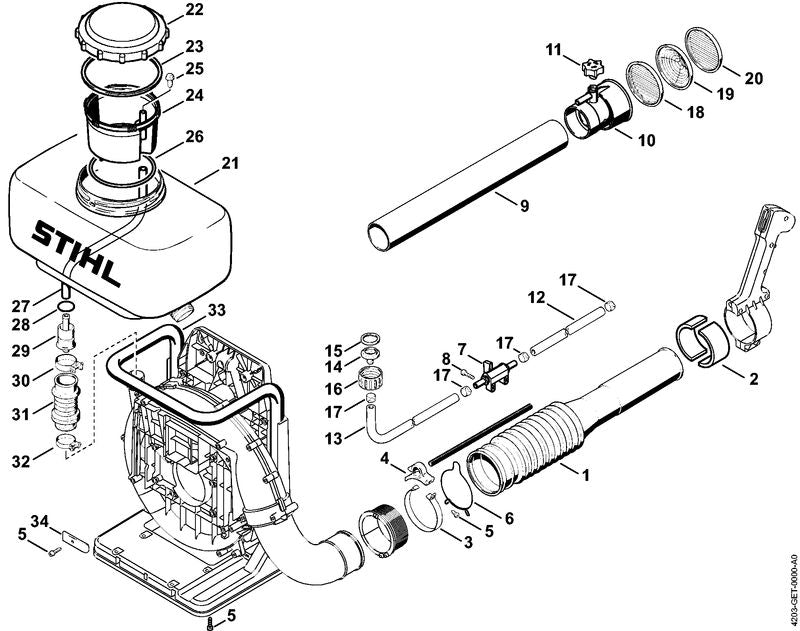 STIHL Vent insert OEM 42037035700 technical drawing position 25