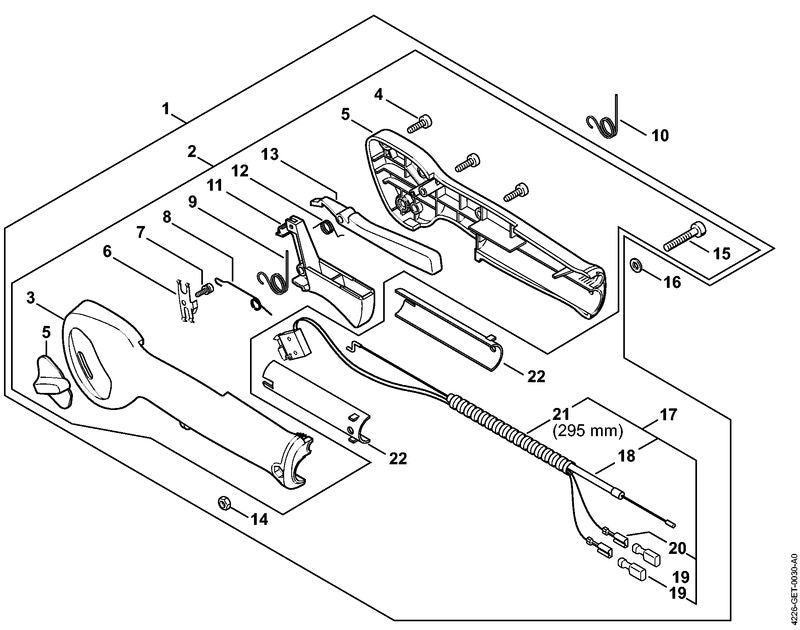 STIHL Throttle cable OEM 42261801107 technical drawing position 17