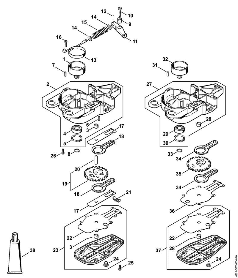 STIHL Compression spring OEM 00009971600 technical drawing position 15