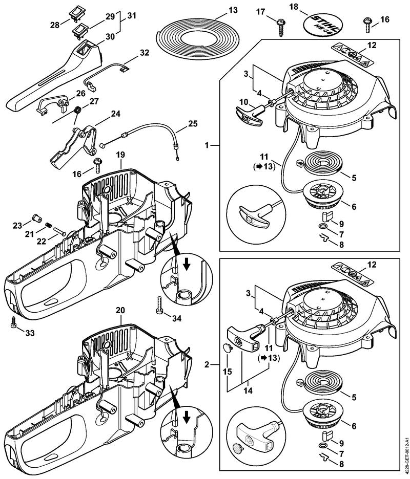 STIHL Handle molding OEM 42287900650 technical drawing position 31