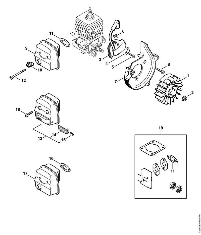 STIHL Muffler OEM 42291400600 technical drawing position 9