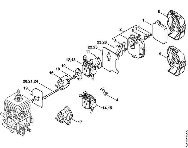 STIHL Carburetor C1Q-S68H OEM 42291200606 technical drawing position 12