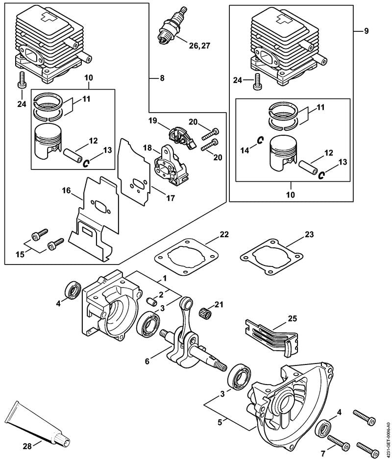 STIHL Piston Ø 34mm OEM 41370302010 technical drawing position 10