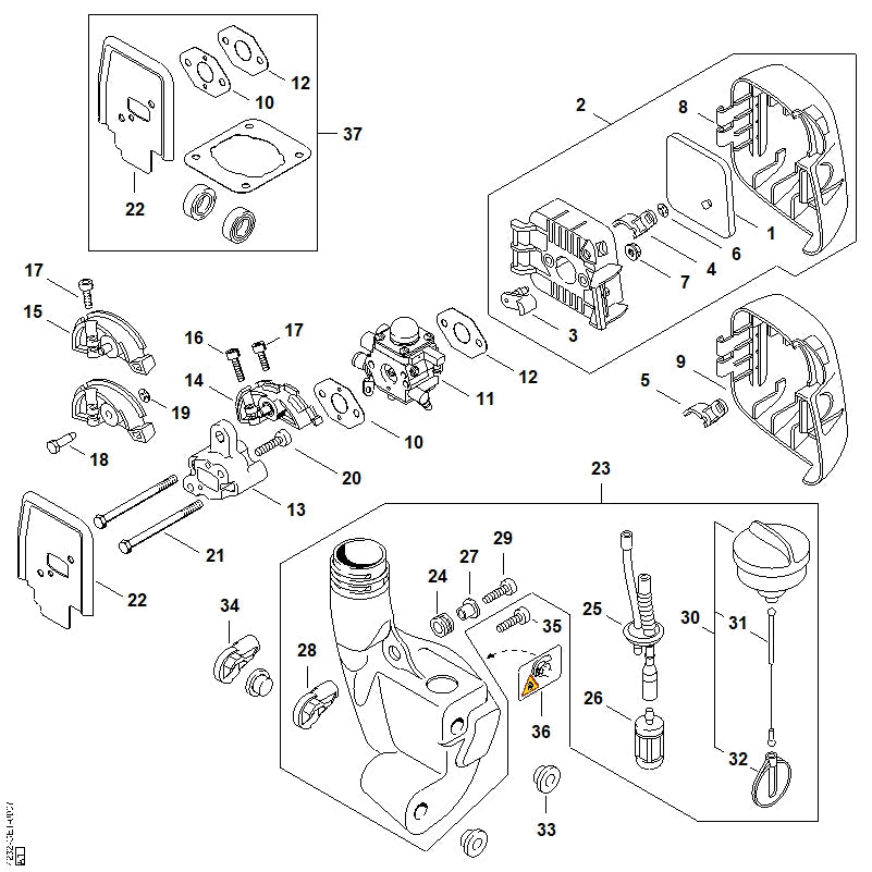 STIHL Filler cap retainer OEM 00003530800 technical drawing position 32