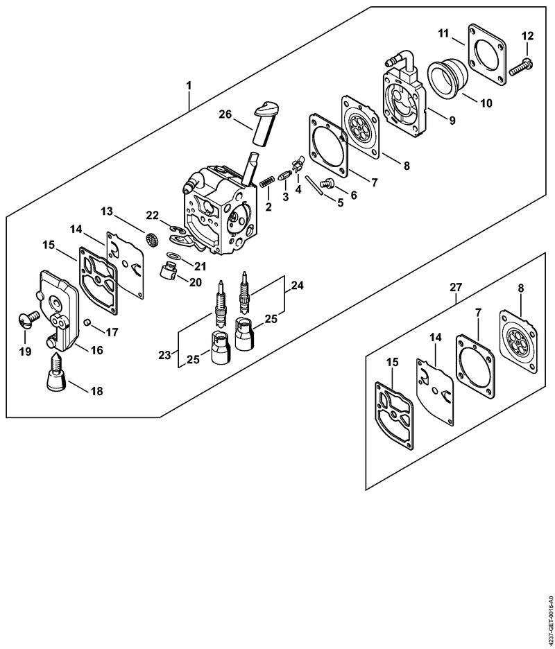 STIHL High speed screw OEM 42371206700 technical drawing position 24