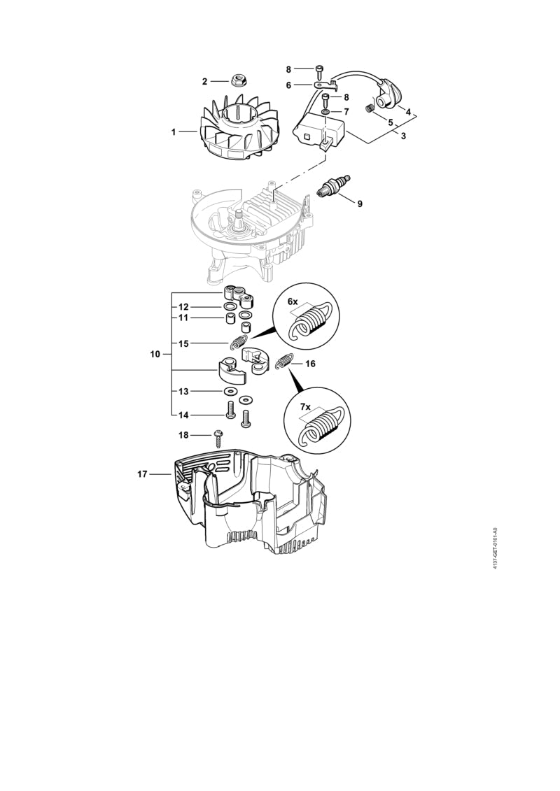 STIHL Tension spring OEM 00009975502 technical drawing position 16