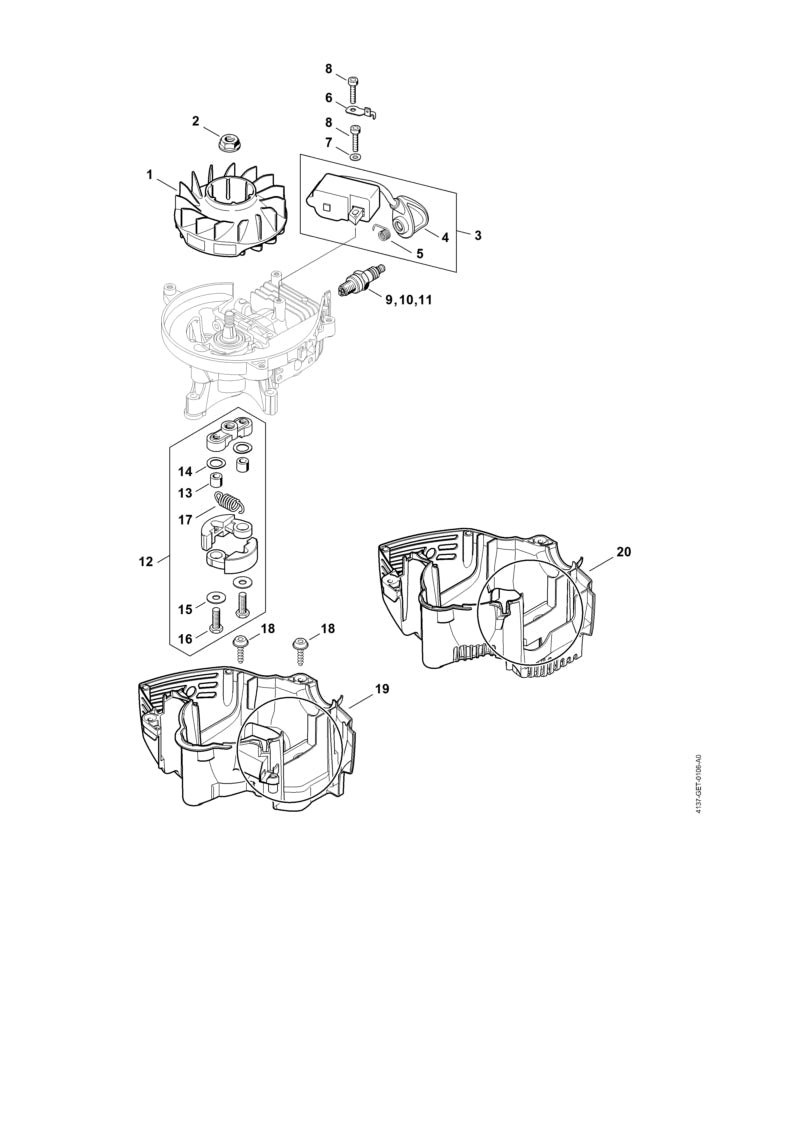 STIHL Engine housing OEM 42370213006 technical drawing position 19