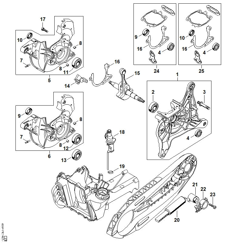 STIHL Crankcase, fan side OEM 42380202614 technical drawing position 5