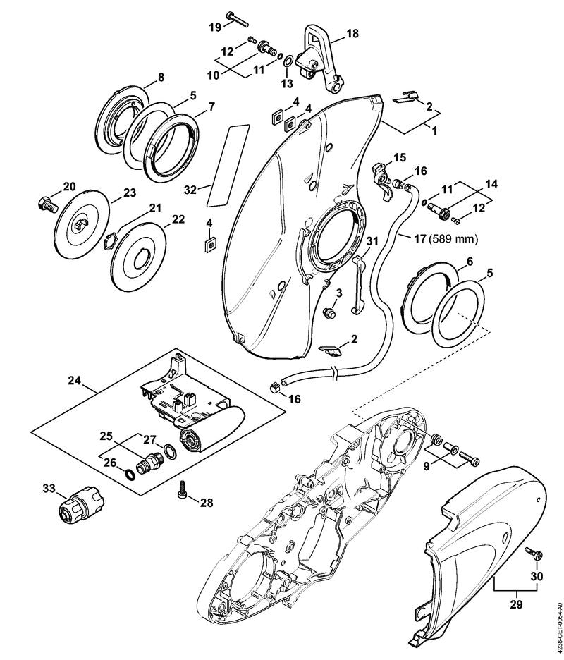 STIHL Deflector OEM 42387008112 technical drawing position 1