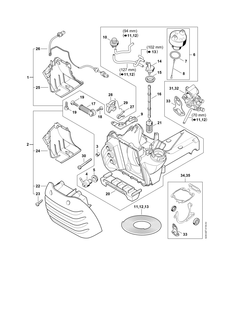 STIHL Fuel pump OEM 42383506201 technical drawing position 10